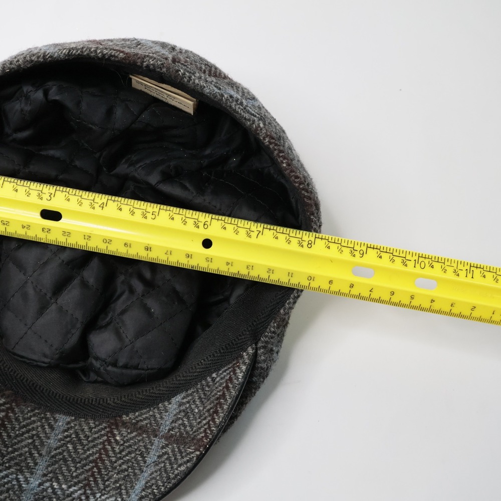 Beagle Essex Wool Flat Cap Gray Herringbone Plaid Made in Italy M Gentleman - Picture 7 of 8